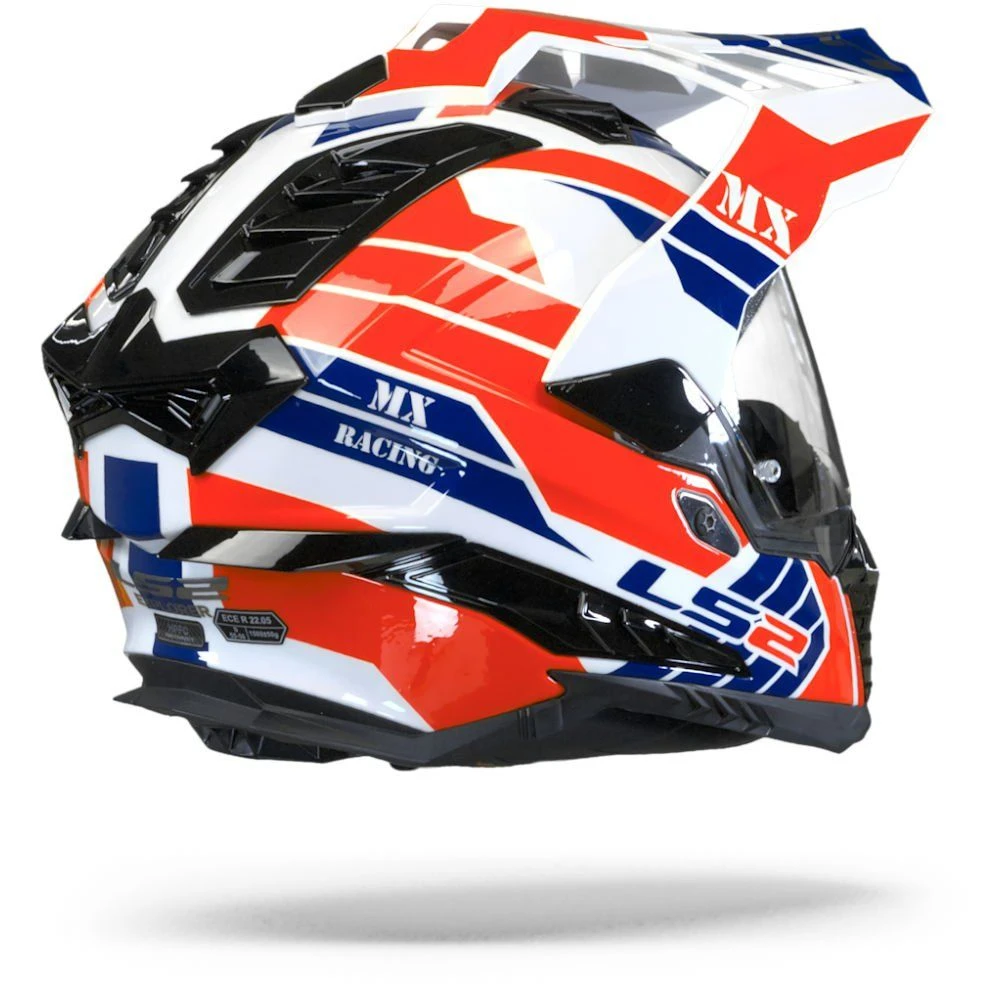 LS2 MX701 Explorer Atlantis Glans Wit Rood Blauw Adventure Helm 5 LS2 MX701 Explorer Atlantis Glans Wit Rood Blauw Adventure Helm - Afbeelding 3