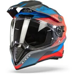 Airoh Commander Boost Rood Mat Blauw Adventure Helm -Rij Veilig Winkel airoh commander boost red blue matt v2 frontpage