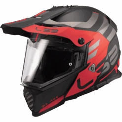 LS2 MX436 Pioneer Evo Adventurer Mat Zwart Rood Adventure Helm