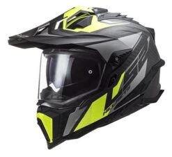 LS2 MX701 C Explorer Focus ECE 22.06 Mat Titanium Hivis Geel Adventure Helm